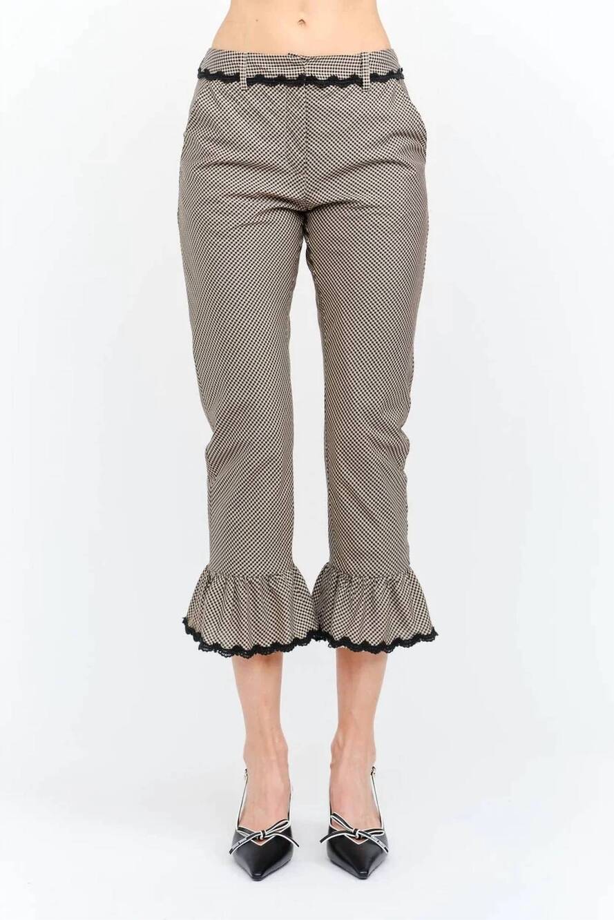 NEW SOFIE THE LABEL chelsea gingham pants in taupe